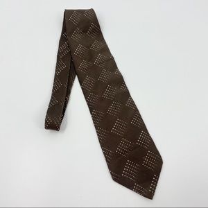 Giorgio Armani Cravette Tie Brown White Print Made in Italy